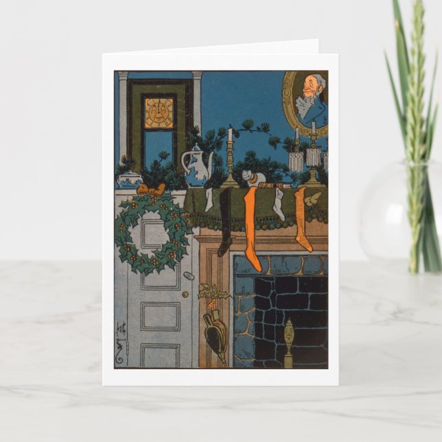 Natten för jul av Denlow, 1903 (färg Helgkort (Framsida)