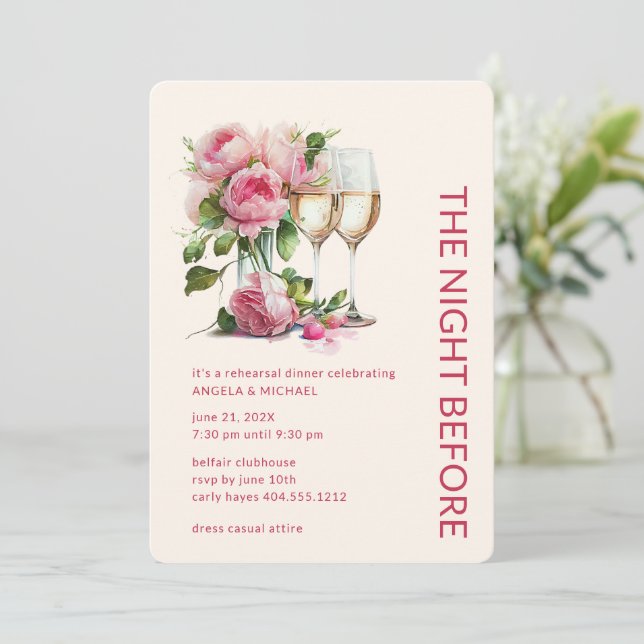 Natten före Bröllop-middagen Inbjudningar (Stående Fram)