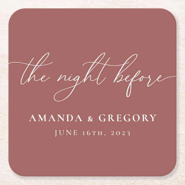 Natten före Bröllop-middagen välkomnas Underlägg Papper Kvadrat (Framsidan)