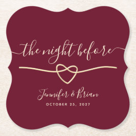 Natten före Burgundy Rehearsal Middag Underlägg Papper