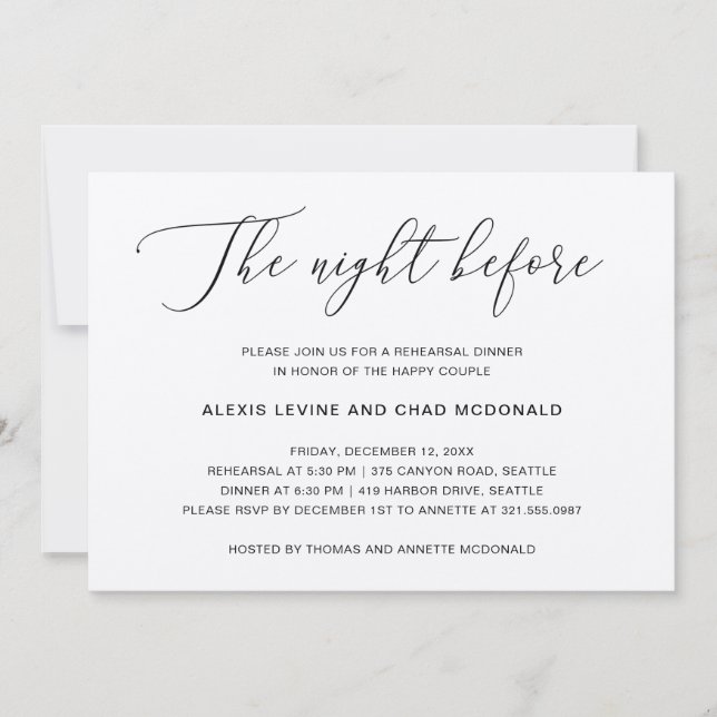 Natten före den moderna, rustiska rehearsalen inbjudningar (Framsida)