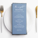 Natten före. Dusty Blue Rehearsal Dinner-mall Meny<br><div class="desc">Dusty blue rehearsal middag menu med en mjuk kustkänsla,  perfekt för nautisk eller strandtemed bröllop. Denna minimalistiska kväll före middagspastellmallen är fullt redigerbar och lätt att anpassa. Underbar för modernt firande,  rustiskt eller i havet. Matchande kontorsmaterial i min butik.</div>