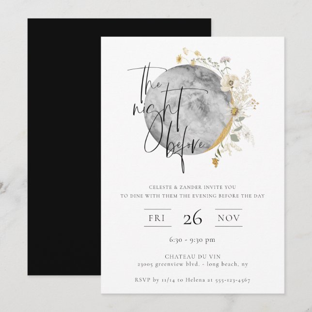 Natten före Gilded Måne-inbjudan Inbjudningar (Fram/baksida)