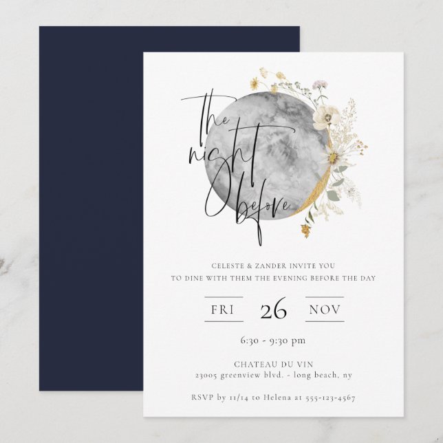 Natten före Gilded Måne Inbjudningar (Fram/baksida)