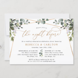 Natten före Guld Greenery Rehearsal Middag Inbjudningar