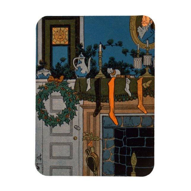 Natten före jul av Denlow, 1903 (färg) Magnet (Vertikal)