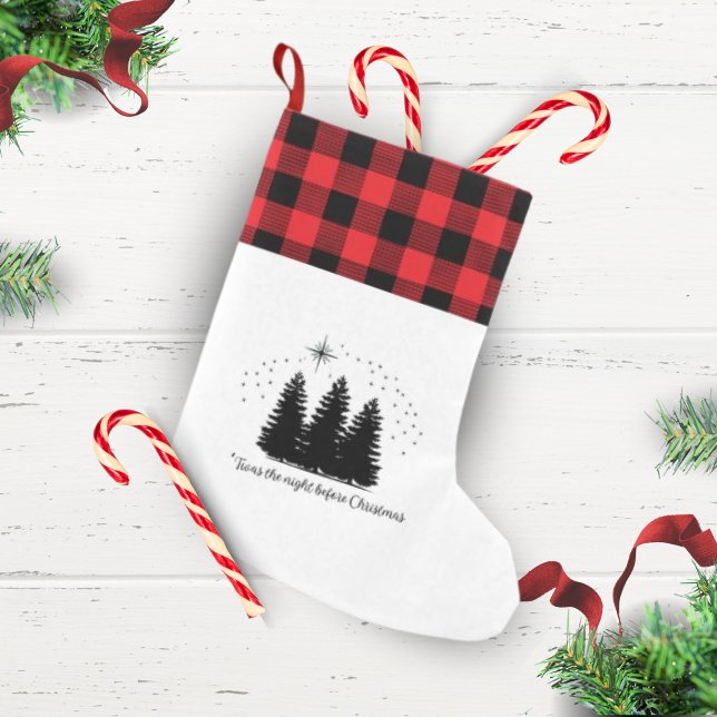 "Natten före jul - minimalistiskt lager Liten Julstrumpa (Classic elements adorn this stocking. )