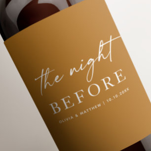 Natten före. Mustard bröllop Rehearsal middag Vinflaska Etikett