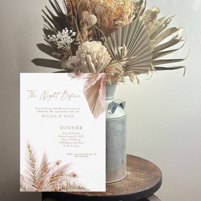 Natten före pampas Bröllop-repetitionsmiddag Inbjudningar (Skapare uppladdad)