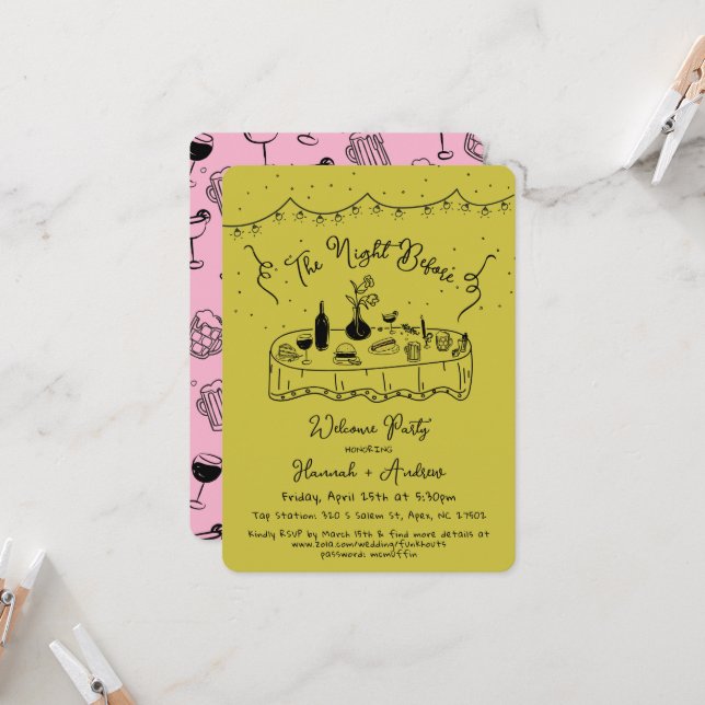 Natten före repetitionsmiddagen Hand plockade Inbjudningar (Fram/Back In Situ)