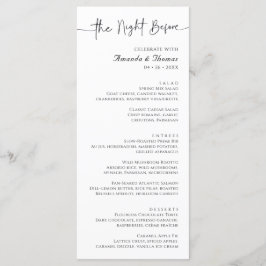 Natten före repetitionsmiddagsmeny 4 x 9 tum meny