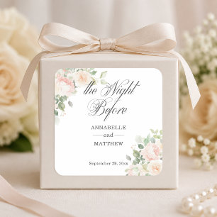 Natten före Soft Blush Rosor Bröllop Fyrkantigt Klistermärke