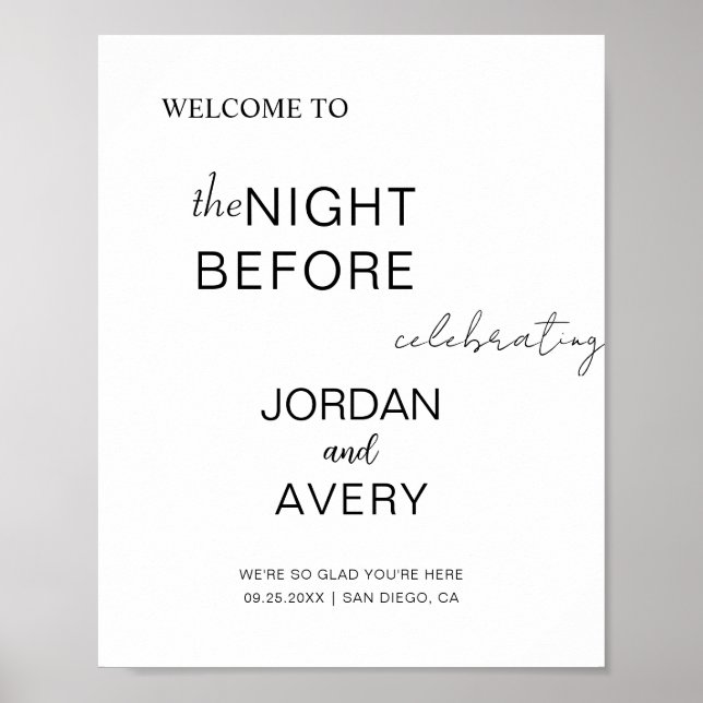 Natten före Welcoms minimalistiska repetitionsdatu Poster (Framsidan)