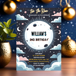 Natten himlar 2 Måne 2:a födelsedagen Inbjudningar