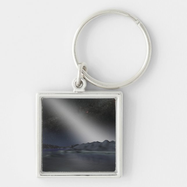 Natten himlar från en hypotetisk främmande planet fyrkantig silverfärgad nyckelring (Framsidan)