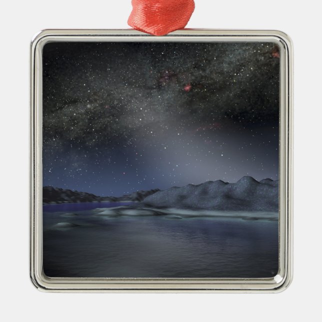 Natten himlar från en hypotetisk främmande planet  julgransprydnad metall (Framsidan)