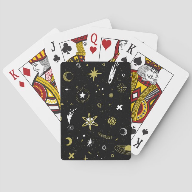 Natten himlar: kosmisk sömlös mönster. casinokort (Baksidan)