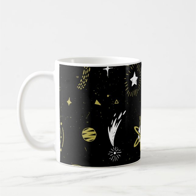 Natten himlar: kosmisk sömlös mönster. kaffemugg (Vänster)