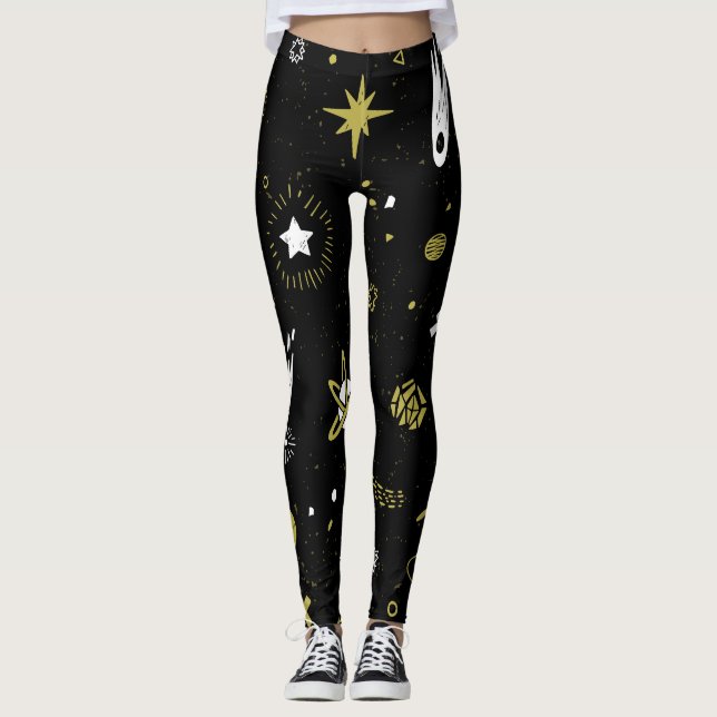 Natten himlar: kosmisk sömlös mönster. leggings (Framsida)