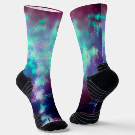 Natten Himlar Neon Ljus Athletic Crew Sock