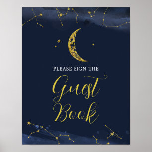 Natten Himlar över Måne babyboden Gäst Bok Poster