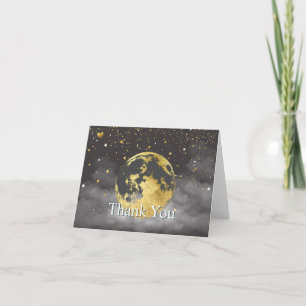 Natten Himlar över Måne och Stars Celestial Guld Tack Kort