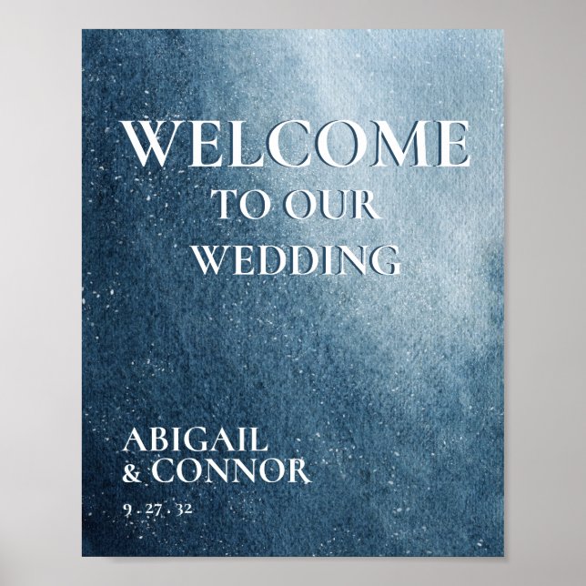 Natten Himlar Stars Navy Blue White Welcome Foam B Poster (Framsidan)