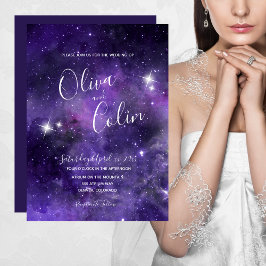 Natten Himmel Starlight Lila Bröllop Inbjudningar