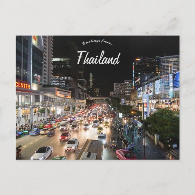 Natten i Bangkok Thailand Vykort (Framsida)