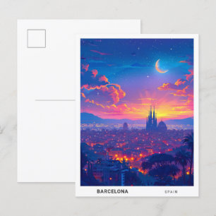 Natten i Barcelona: Spanska resor Vykort