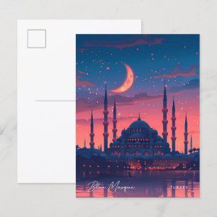 Natten i Blue Mosque Turkey Travel Vykort