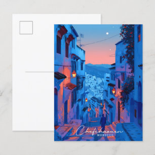 Natten i Chefchaouen Marockos resa Vykort