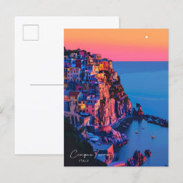 Natten i Cinque Terre Italien Vintage resor Vykort