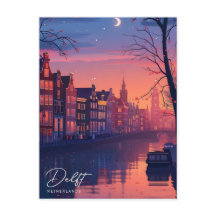 Natten i Delft Netherlands Vintage resor
