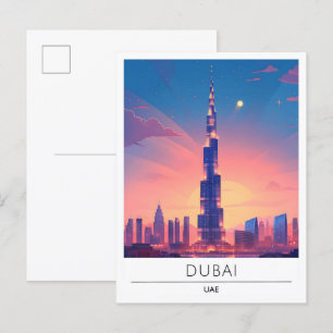 Natten i Dubai UAE Travel Vykort