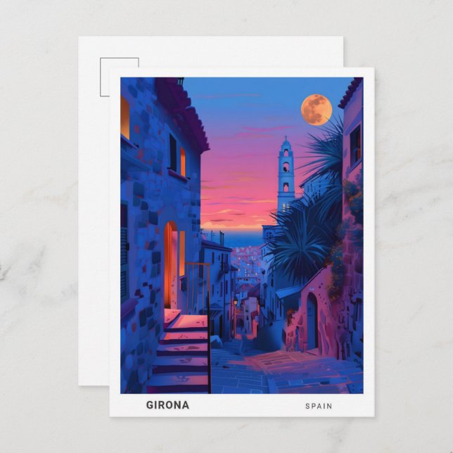 Natten i Girona Spanska resandet Vykort (Fram/baksida)