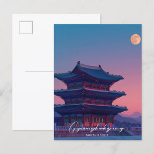 Natten i Gyeongbokgung Sydkorea Travel Vykort