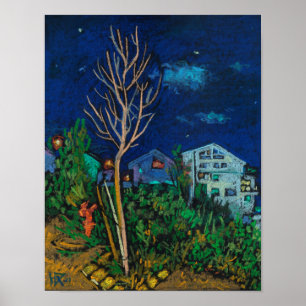 Natten i Haifa, Cityscape Landcape Painting Art Poster