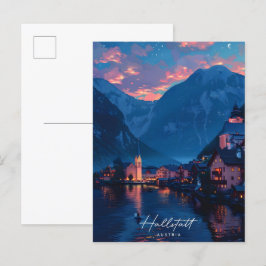 Natten i Hallstatt Austria Vintage resor Vykort