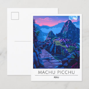 Natten i Machu Picchu Peru Travel Vykort