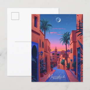 Natten i Marrakech Marocko Vintage resor Vykort