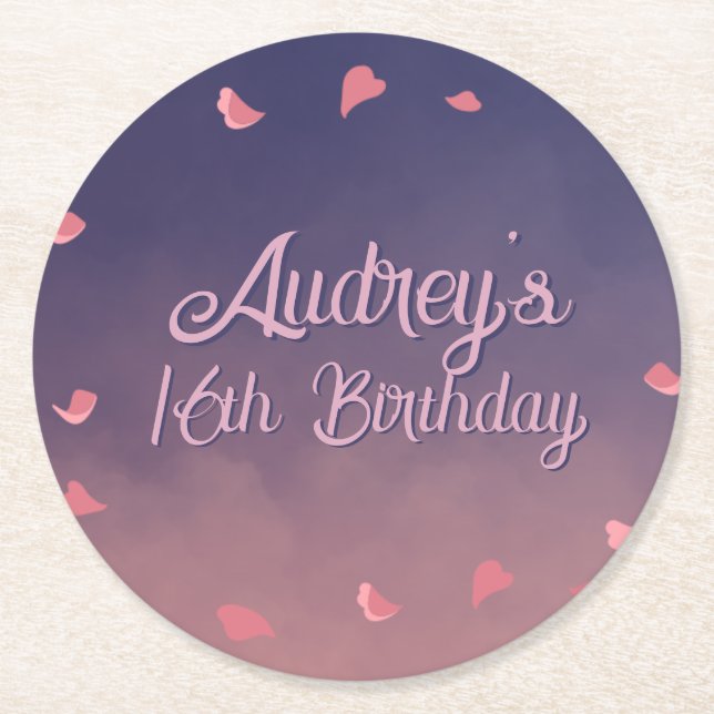 Natten i Paris Birthday Underlägg Papper Rund (Framsidan)