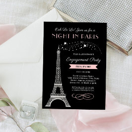 Natten i Paris Eiffel Torn Rosa Förlovningsfest Inbjudningar