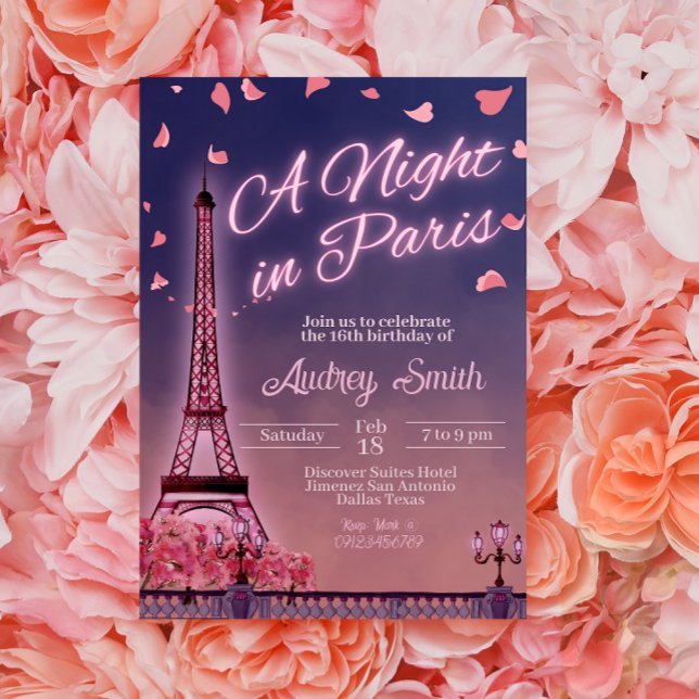 Natten i Paris - födelsedagen Inbjudningar (Skapare uppladdad)
