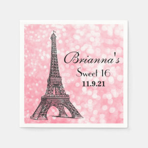 Natten i Paris Glitter Sweet 16 Anpassningsbar Nap Pappersservett