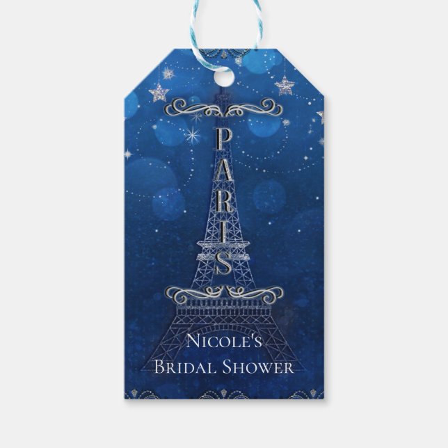 Natten i Paris under Stars Blue Silver Party Presentetikett (Framsidan)