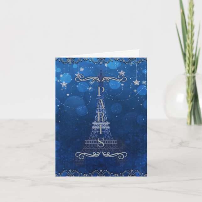 Natten i Paris under Stars Blue-Tacken Tack Kort (Framsida)