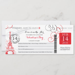 Natten i Paris Valentines day Resa Inbjudningar