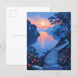 Natten i Plitvice Sjöar Kroatien Vintage resor Vykort