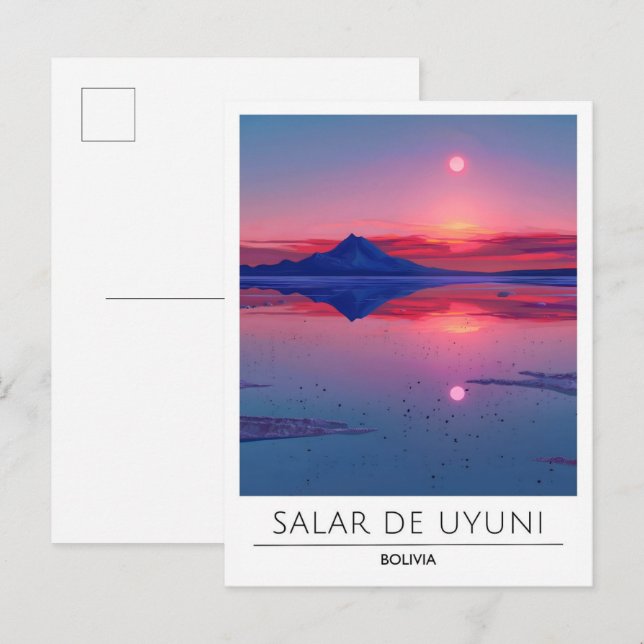 Natten i Salar de Uyuni Bolivia Travel Vykort (Fram/baksida)